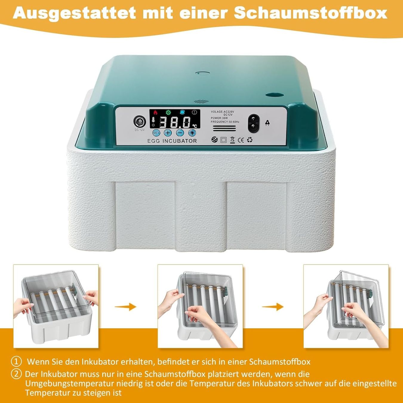 Sonstiges Tierzubehör: Brutautomat kompakt 16 Eier Inkubator mit Eierwende – Neu und originalverpackt aus Wittenbach von SELVARO 5