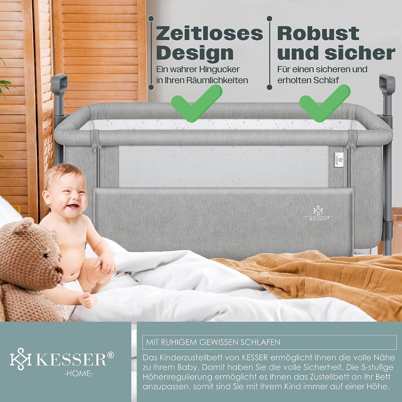 Letti per bambino & Letti da viaggio: KESSER 3in1 Kinderbett Hellgrau – Nuovo e nell'imballaggio originale da Bottighofen venduto da zaap 5
