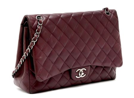 Chanel gesteppte Maxi Flap Bag Bordeaux sehr guter Zustand