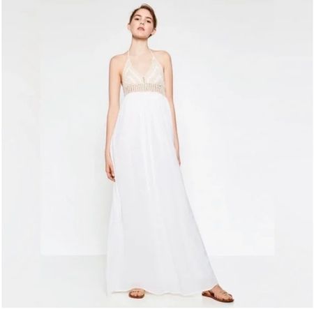 ZARA 🤍 robe longue blanche à crochet 🐚 S