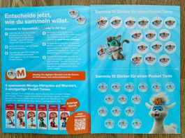 Migros Story Mania / 15 Sticker auf Sammelkarte