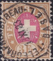 Telegraphenmarke Nr.12 +Vollstempel von BASEL, Kat: 60.-+