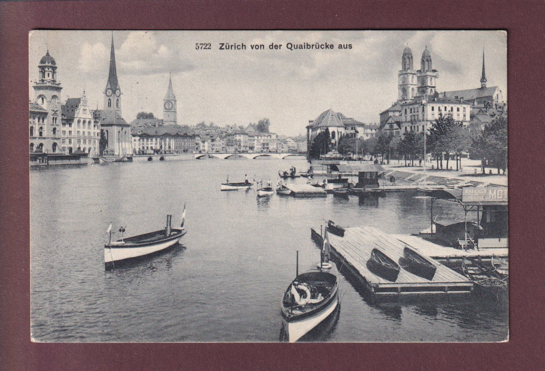 Cartoline postali: ZÜRICH von der Quaibrücke - 1908 – Usato da Pully venduto da nicecards