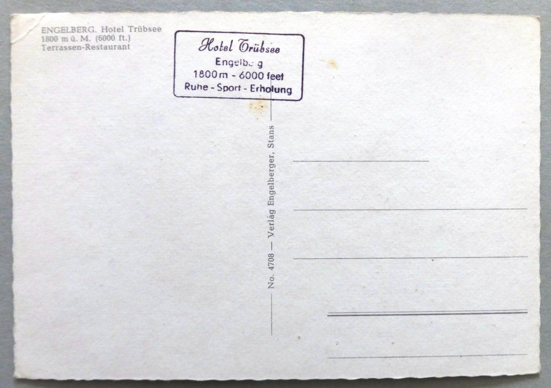 Cartoline postali: Engelberg, Hotel Trubsee 1800 m ü.M. – Difettoso da Fétigny venduto da Billy2miny 1