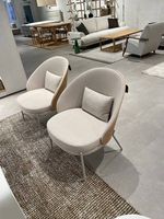 Kave Home Sessel Eamy Stoff beige Eschenfurnier natur