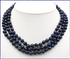♛ Süsswasser Zucht-Perlen Kette 3-reihig ca. 48 / 44 / 42cm