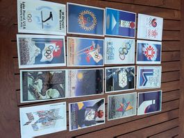 36 cartes postales des Olympiades oblitérées de 1896 à 1988