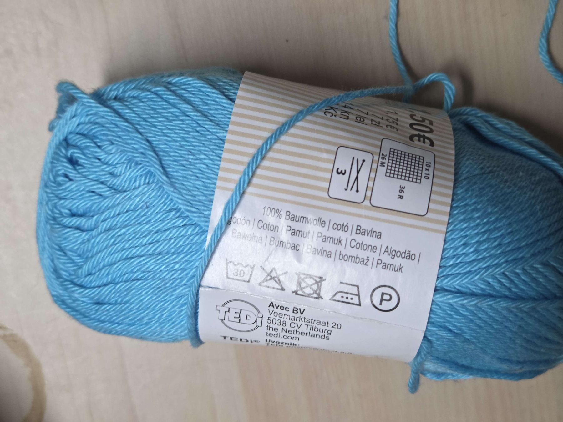 Wolle: Baumwollgarn hellblau 100 Prozent Baumwolle neu – Neu und originalverpackt aus Subingen von DENDLE20