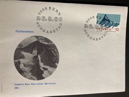 Schweiz 1966 illustr. Ersttagsbrief Alpen Finsteraarhorn Ca2