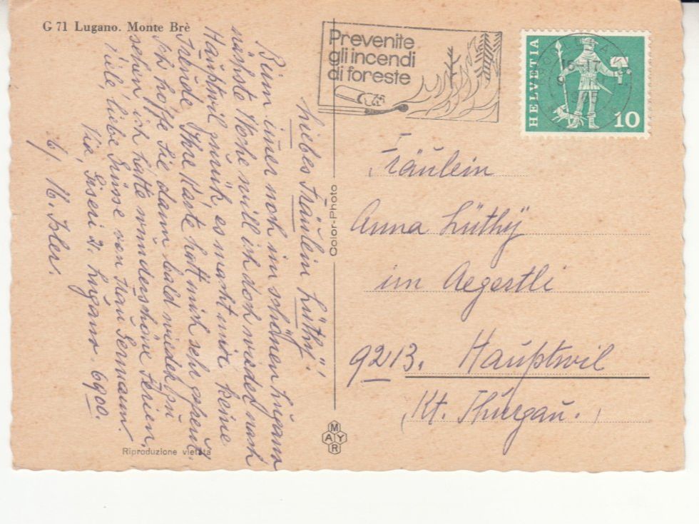 Cartoline postali: Lugano 1965 – Usato da Bürglen TG venduto da StampGraf 1