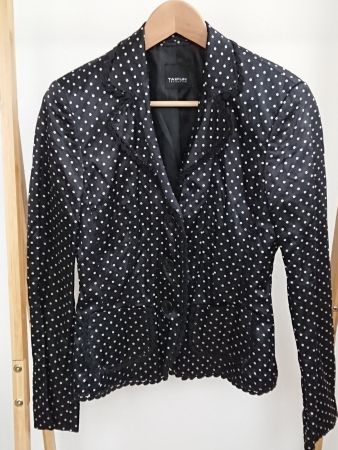 Damen Blazer TAIFUN Gr. S 36 Schwarz Weiss gepunktet