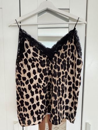 Zara Top Leo-Print  Spitzen Gr. XS-M