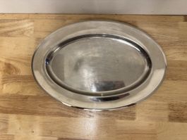 Servierplatte oval Edelstahl 42 cm gebrauchter Zustand