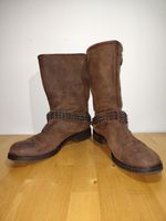 Braune Wildlederstiefel mit Nieten, Grösse 40