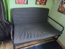 Bettsofa Stahl dunkelgrau/schwarz 128cm 🛋