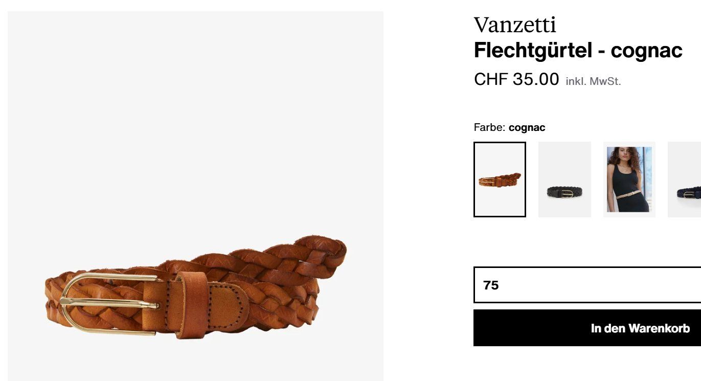 Cinture: Vanzetti cognac braided leather belt, size 75 – Nuovo e nell'imballaggio originale da Kilchberg ZH venduto da ben_pc68