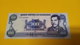 Nicaragua 100 Cordobas Banknote von 1985 - Selten!