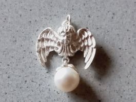 Silberanhänger Engel mit Perle, 925 Hell