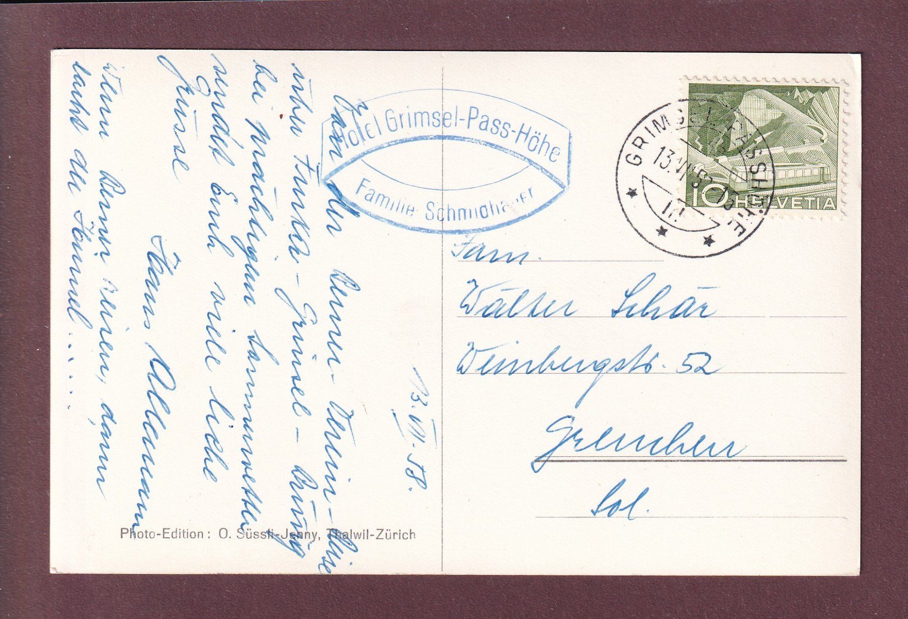 Cartes postales: GRIMSEL - Passhöhe - Totensee - 1958 – D'occasion à Pully par nicecards 1