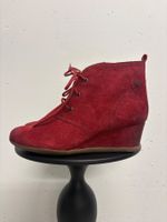 Geox Stiefelette zum Schnüren 41 Wildleder rot Keilabsatz