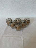 Vintage 6er-Set dekorative Gläser mit Goldornament