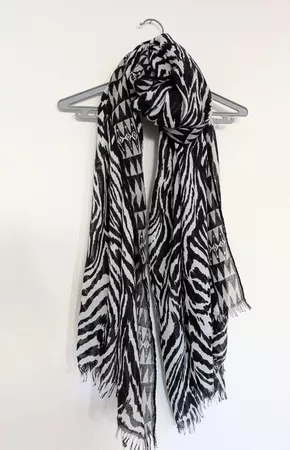 Damen Schal schwarz weiss Zebramuster top Zustand