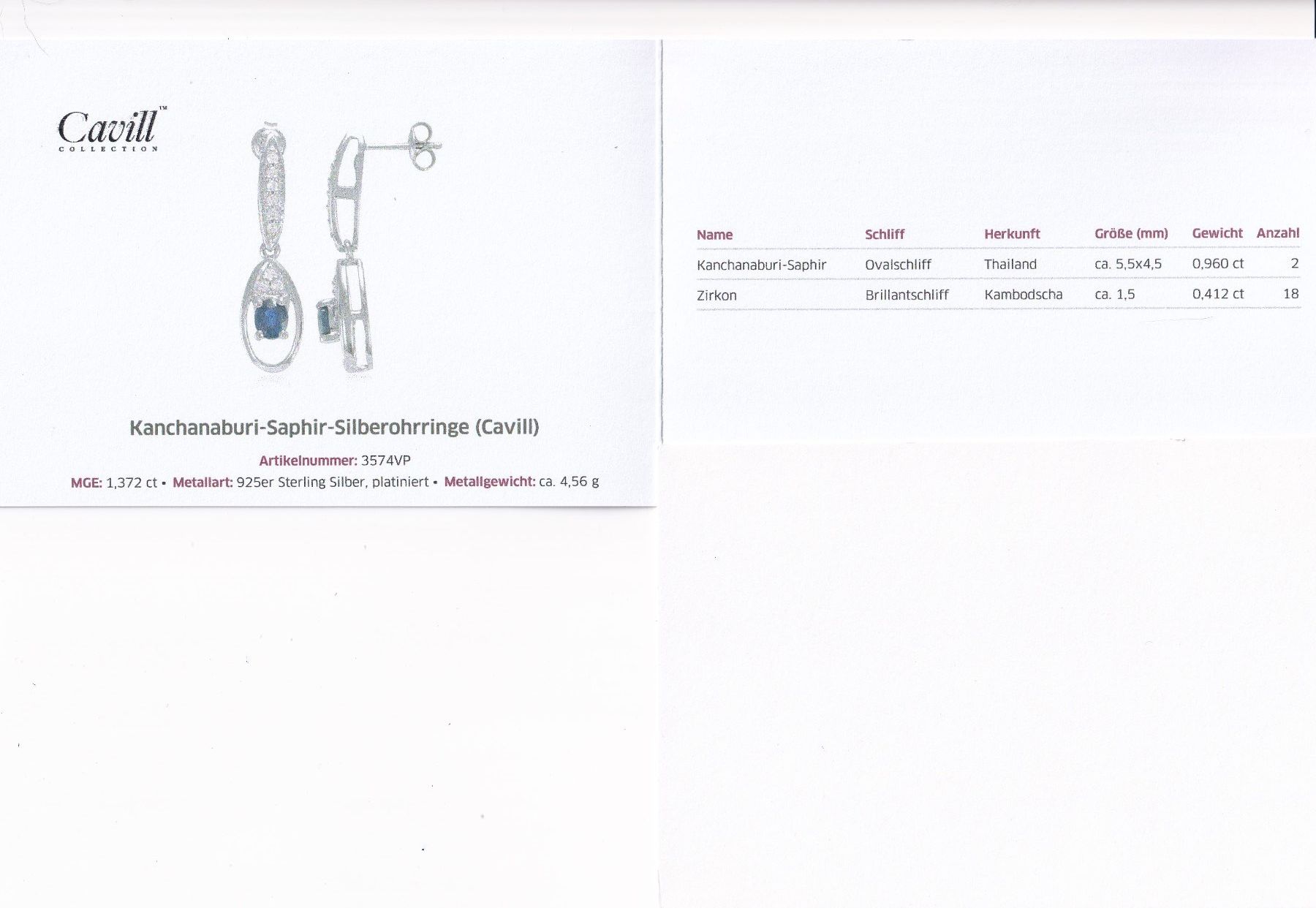 Ohrringe & -stecker: Echtschmuck: Kanchanaburi-Saphir-Silberohrstecker – Neu (gemäss Beschreibung) aus Zuchwil von maumauchi 1