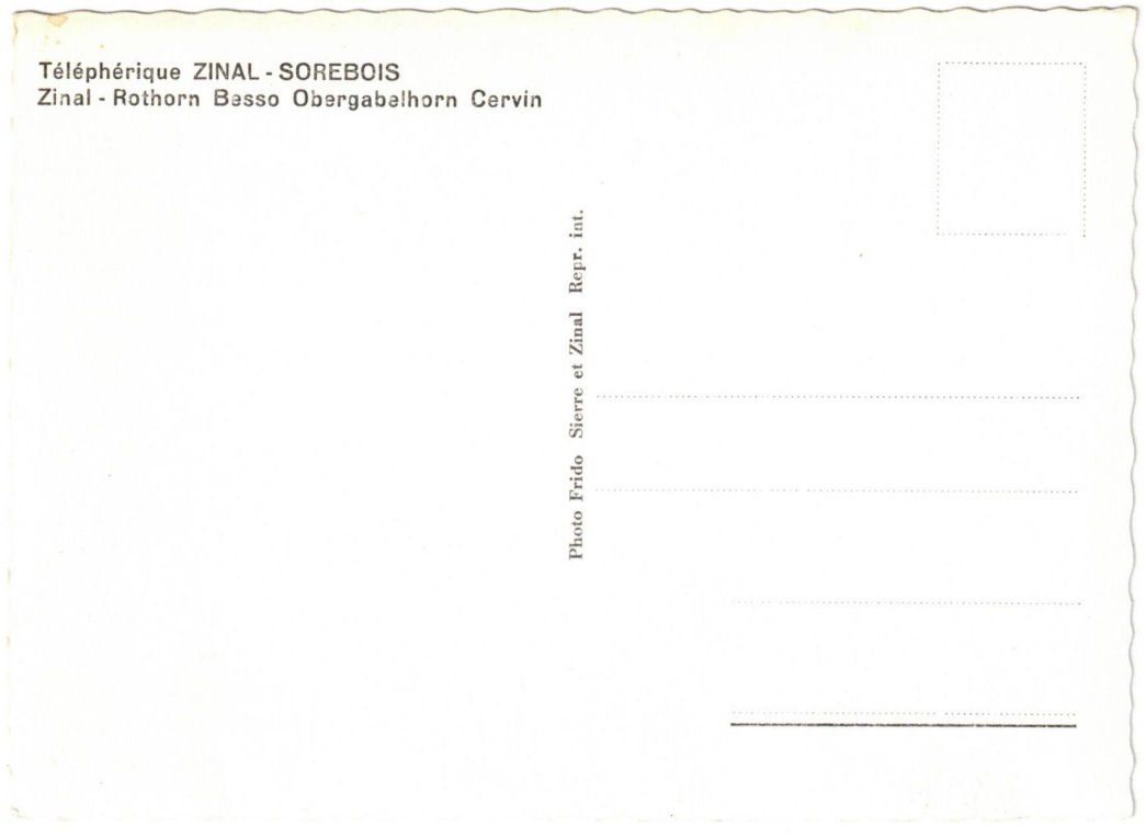 Cartoline postali: Zinal - Luftseilbahn Sorebois – Usato da Binningen venduto da Mountainrider 1