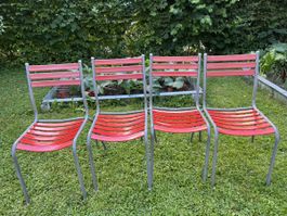 Rote Gartenstühle 4er Set