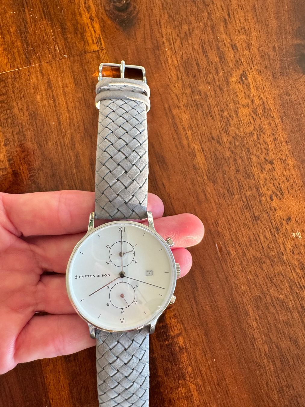 Kapten & Son Orologi: Kapten & Son Chrono Silver Grey Woven Leather 40mm – Usato da Leibstadt venduto da Bimba4 1