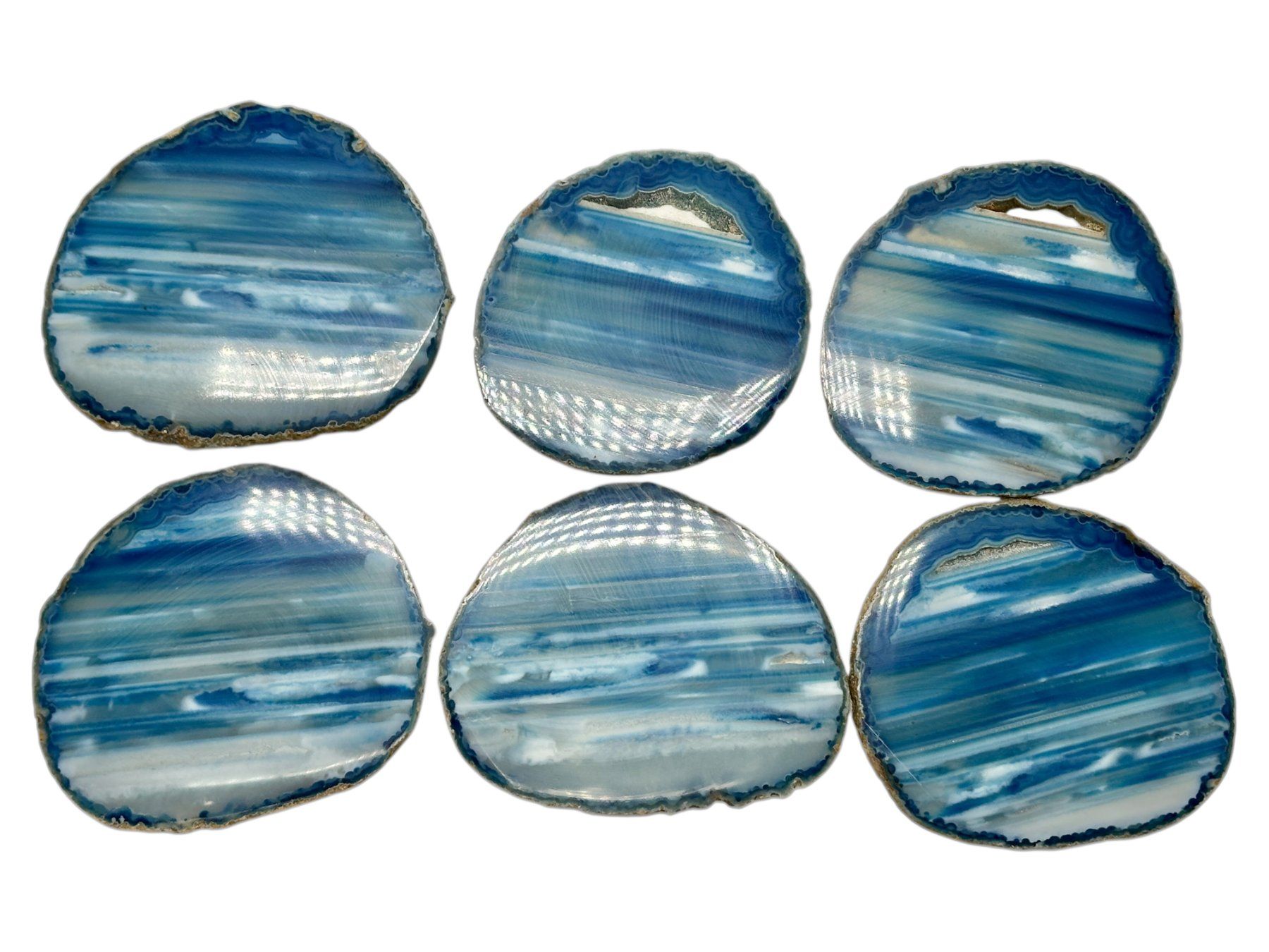 Sottobicchieri: Ensemble unique de six sous-verres en agate bleue – Usato da Morges venduto da Novantica 1