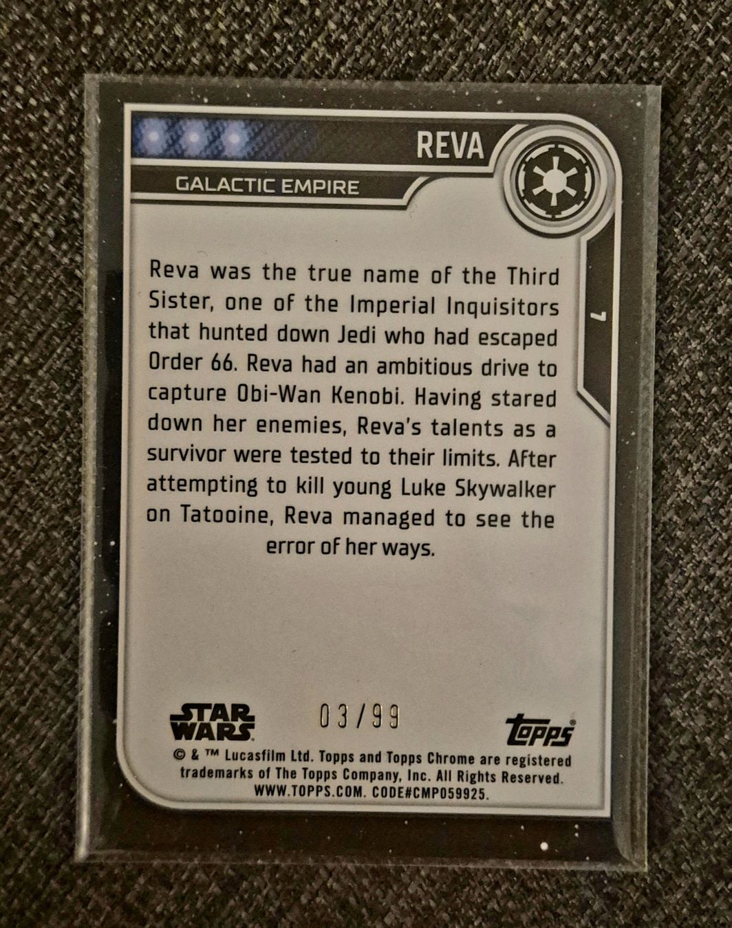 Topps Carte collezionabili: Topps Chrome Star Wars 2023 Reva 03/99 Green Refractor – Nuovo (secondo la descrizione) da Zofingen venduto da Indigo47 1