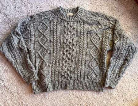 Pull H&M premium laine mélangée motif tressé XS-S oversize