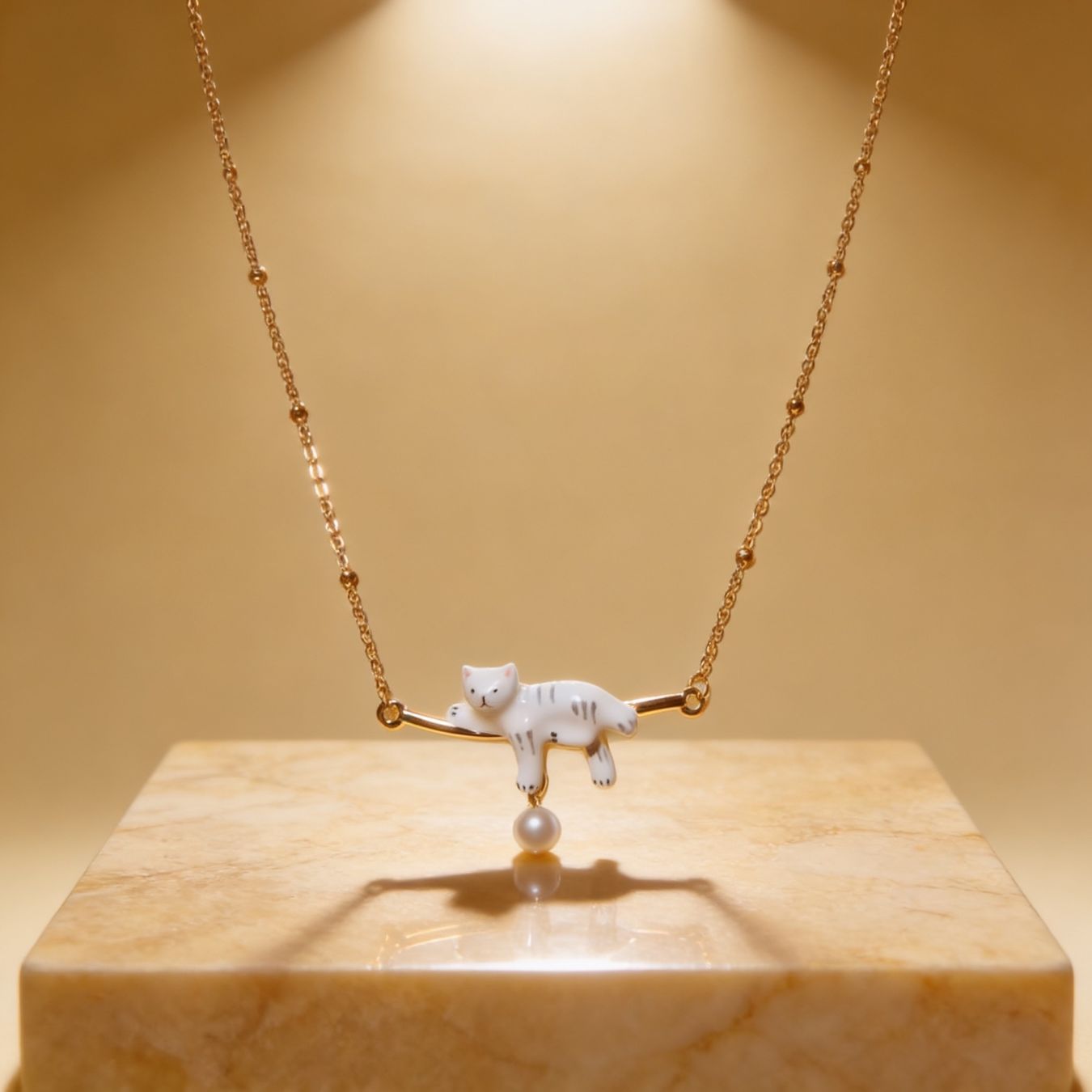 Catenine: Collier chat mignon avec perle - Bijou unique ! – Nuovo e nell'imballaggio originale da St-Maurice venduto da Sandrinette123 2