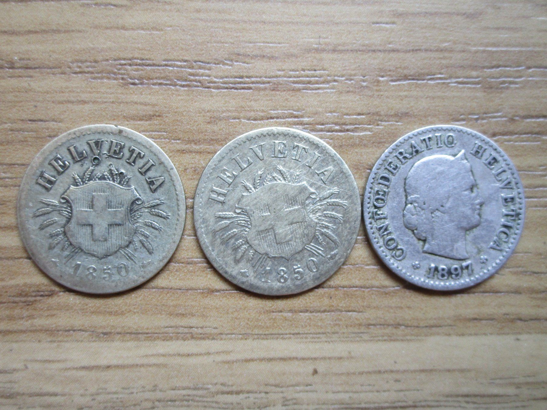 Tutti le monete: 3 x 5 Rappen  1850/1850/1897 – Usato da Heimberg venduto da Lupo57