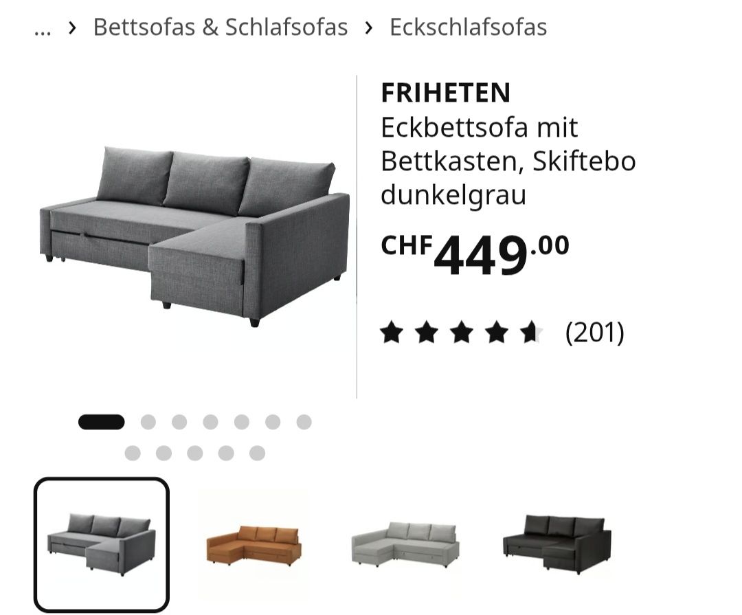 Ikea Sofas: Dunkelgrau Bettsofa Ikea Friheten Ecksofa – Gebraucht aus Zürich von lui_q6mt 8