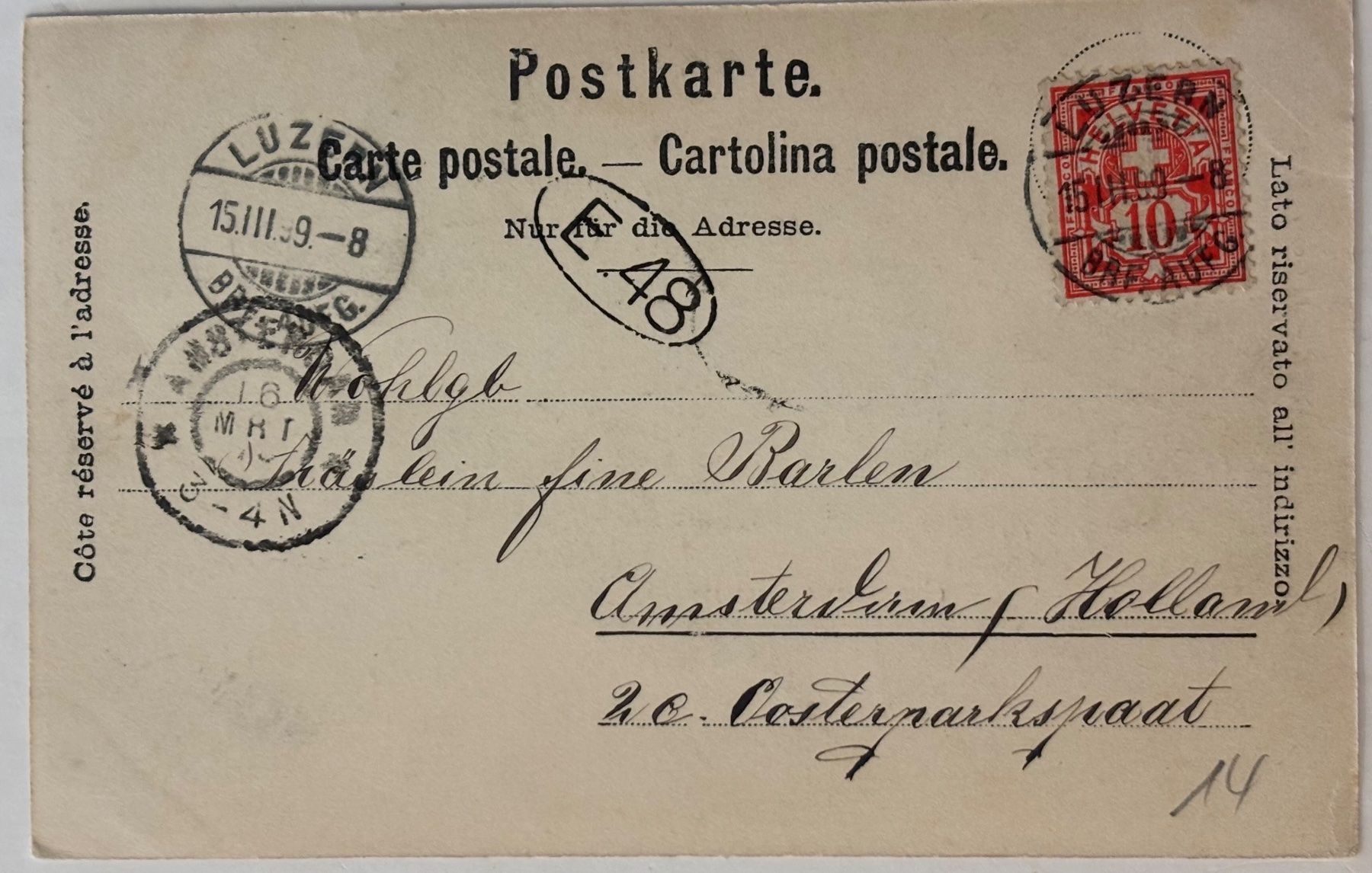 Cartes postales: Gruss aus Luzern, 1899 – D'occasion à Frauenfeld par Merk52 1