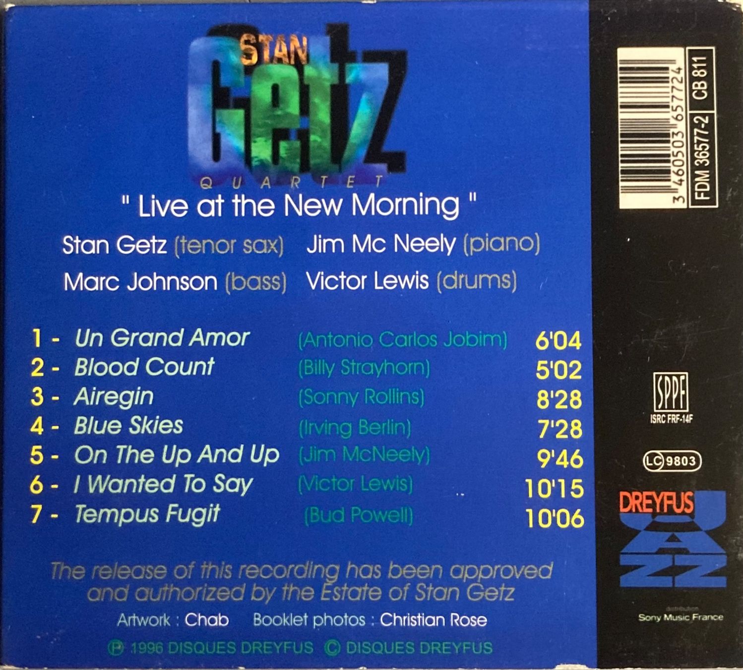 CDs: STAN GETZ QUARTET - LIVE IN PARIS – D'occasion à Poliez-Pittet par Newtown-Records 1