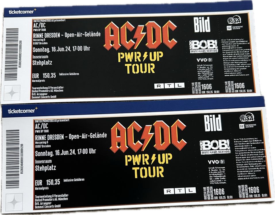 AC DC Dresden, 16. Juni 2024, 2 Tickets Kaufen auf Ricardo