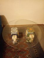 Antik KeramickTeichElfenten mit Glasse