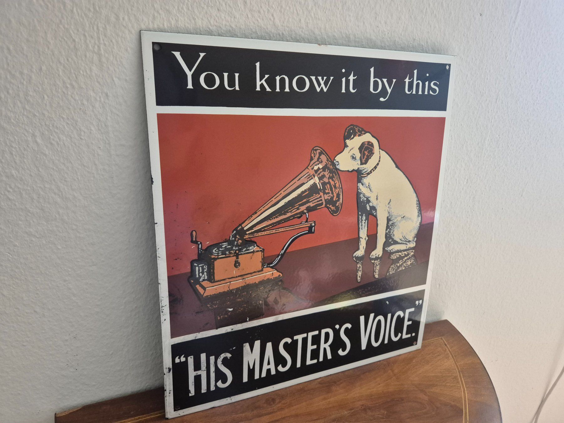 Insegne: Emailschild His Masters Voice Schallplatte Emaille Schild – Usato da Schaffhausen venduto da pfanis09 8