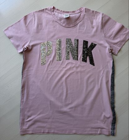 T-shirt rose à sequins PINK taille L excellent état