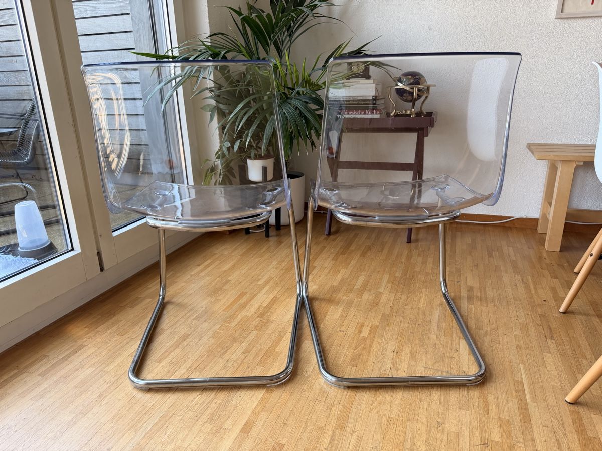 Ikea Sedie: 2x Stuhl transparent Kunststoff Metall Gestell – Usato da Thalwil venduto da margogram99 2