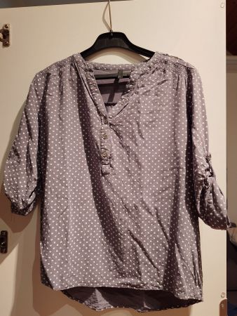 Chicorée Bluse grau/weiss gepunktet Gr. S
