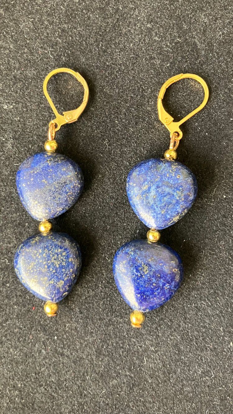 Ohrringe & -stecker: Herz Lapislazuli Ohrringe Edelstein Boucles Lapis-lazuli – Neu (gemäss Beschreibung) aus Prilly von ilyria73