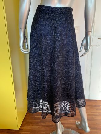 AKRIS: Glamouröser dunkelblauer Rock mit Glitzer, 36