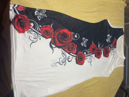 Chic Abito da cocktail con rose nere e bianche taglia M/L