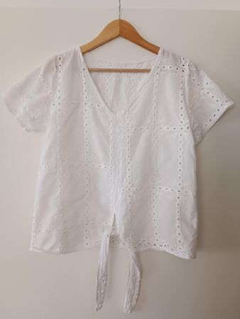 Sommerliche Bluse aus Baumwolle, weiss, Grösse S, 
