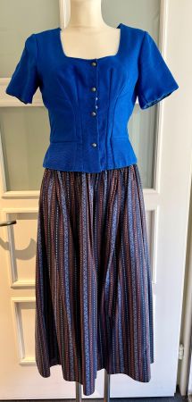 Schneider Mieder Dirndl Bluse blau Leinen, Schösschen Gr.38