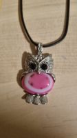 Collier hiboux avec pierre rose artisanal